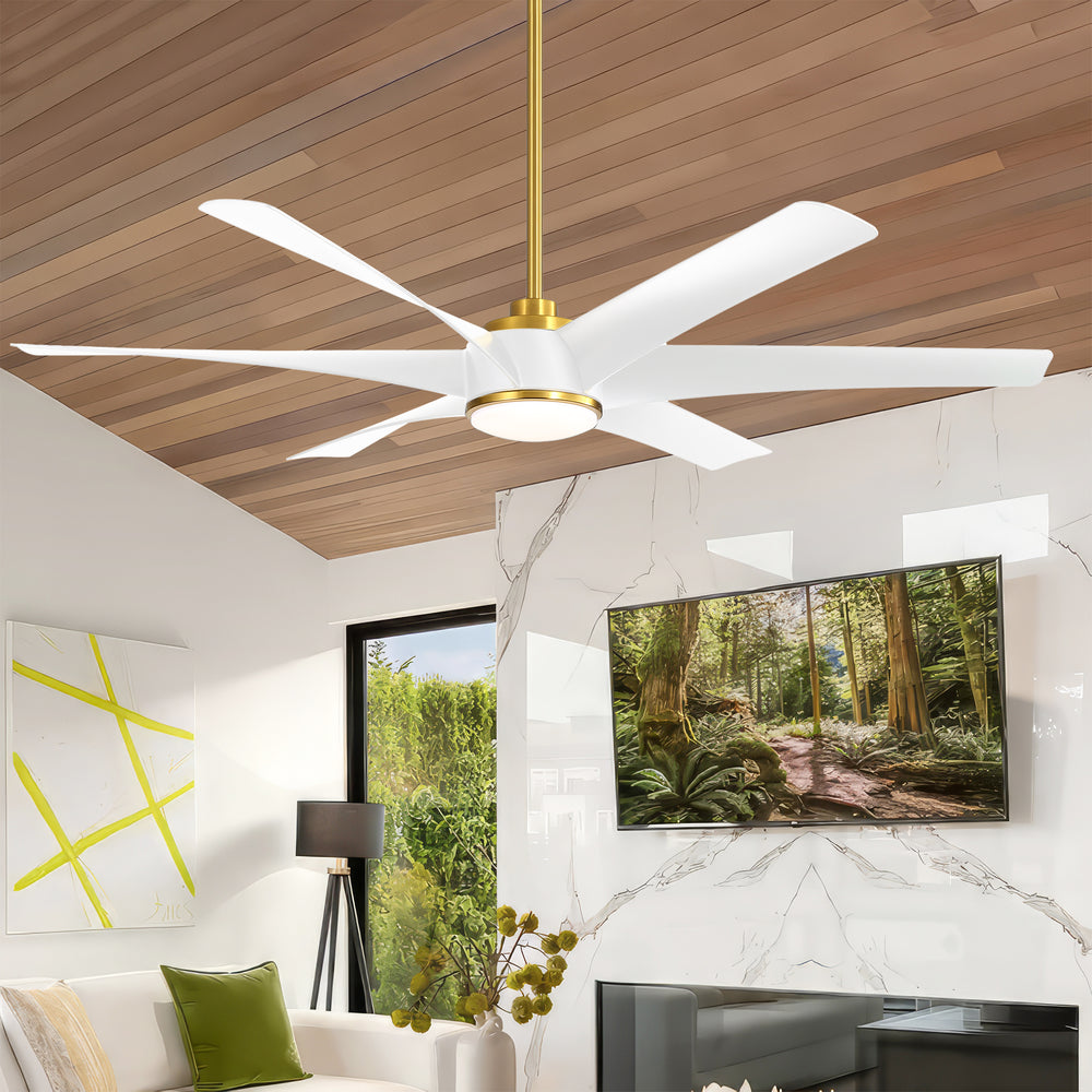 65-in Indoor Large LED Ceiling Fan with Light Remote (6-Blade)