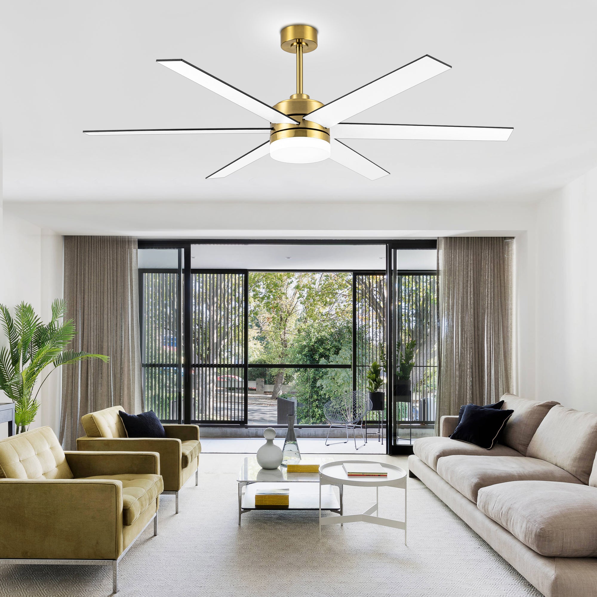 Baun 65 Inch Gold LED Ceiling Fan with Light Remote(6-Blade) – Breezary ...