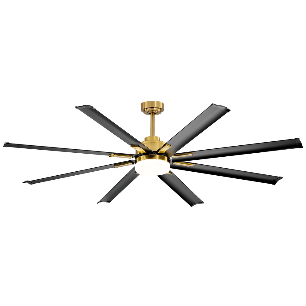 Large 72in Integrated LED Indoor Gold Ceiling Fan with Light and Remote Control Included