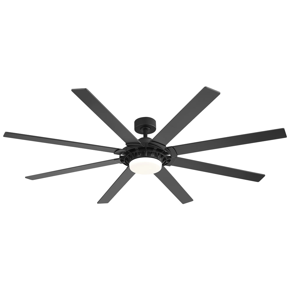 72-Inch 8-Blade Black Ceiling Fan with Light & Remote