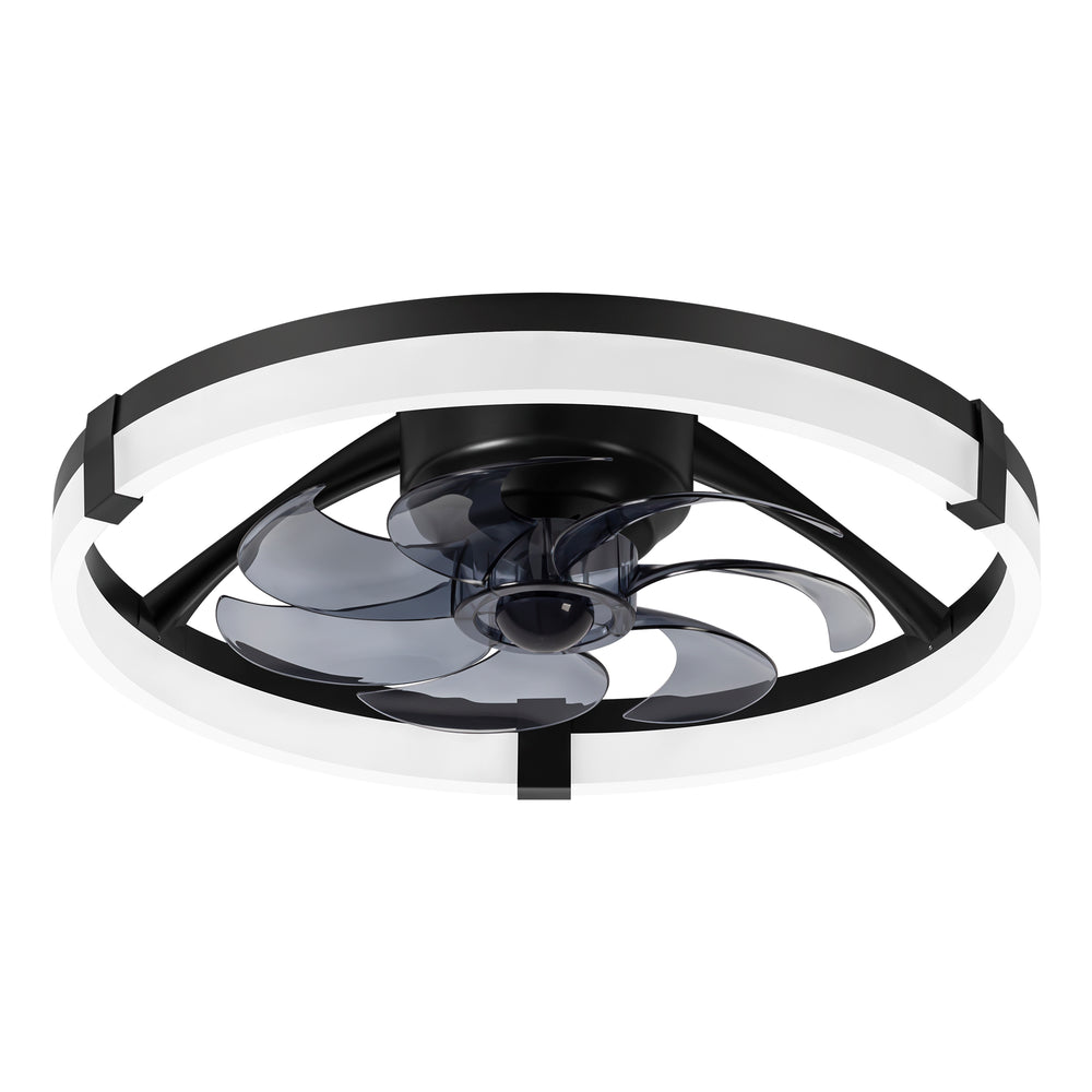 20 Inch Modern Flush Mount Ceiling Fan with Lights, Remote Control Low Profile Ceiling Fan for Bedroom, Quiet Reversible DC Motor, Dimmable LED