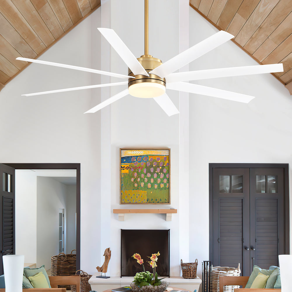 Annette 65 in. Integrated LED Indoor Gold Black-Blade Ceiling Fans with Light and Remote Control