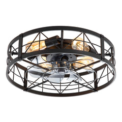 20in Flush Mount Caged Ceiling Fan with Light Remote(7-Blade)