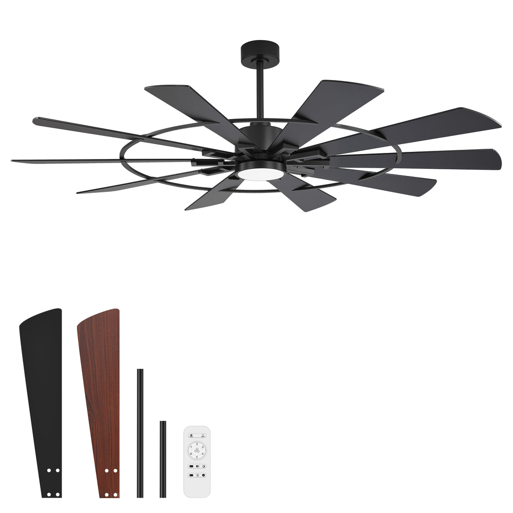 62/72 Inch Modern Ceiling Fan with LED Light and Remote, Dual Finish Blades, Ultra Quiet DC Motor, 6-Speed Ceiling Fan for Large Rooms