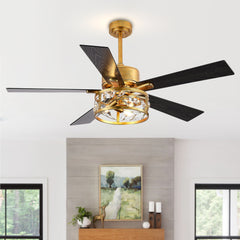 Barbre 52 Inch Crystal Ceiling Fan with Light Kit and Remote Included