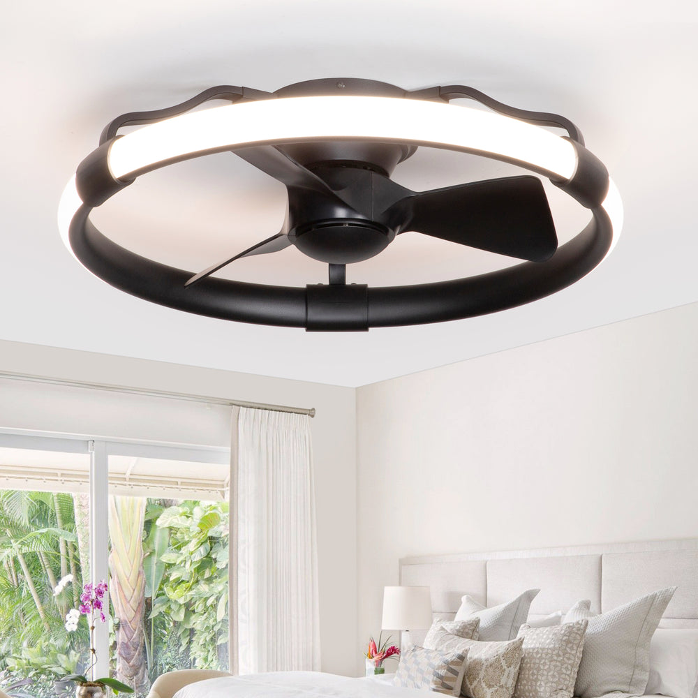 Delvessa 24-Inch Low Profile RGB Ceiling Fan With Dimmable Light