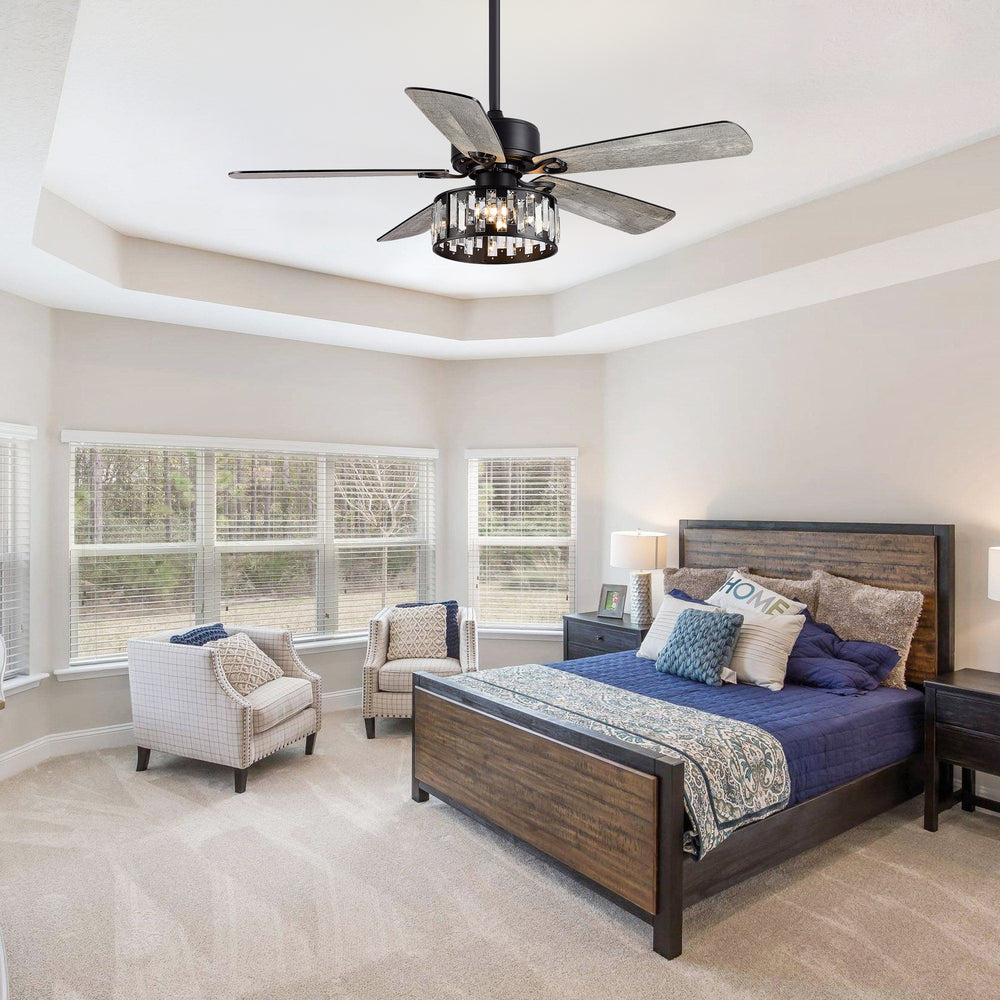 52-in 5 Reversible Blades Crystal Indoor Ceiling Fan With Remote Control and Light Kit Included