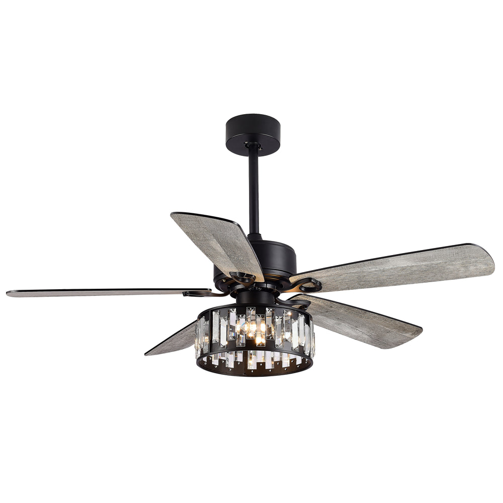 52-in 5 Reversible Blades Crystal Indoor Ceiling Fan With Remote Control and Light Kit Included