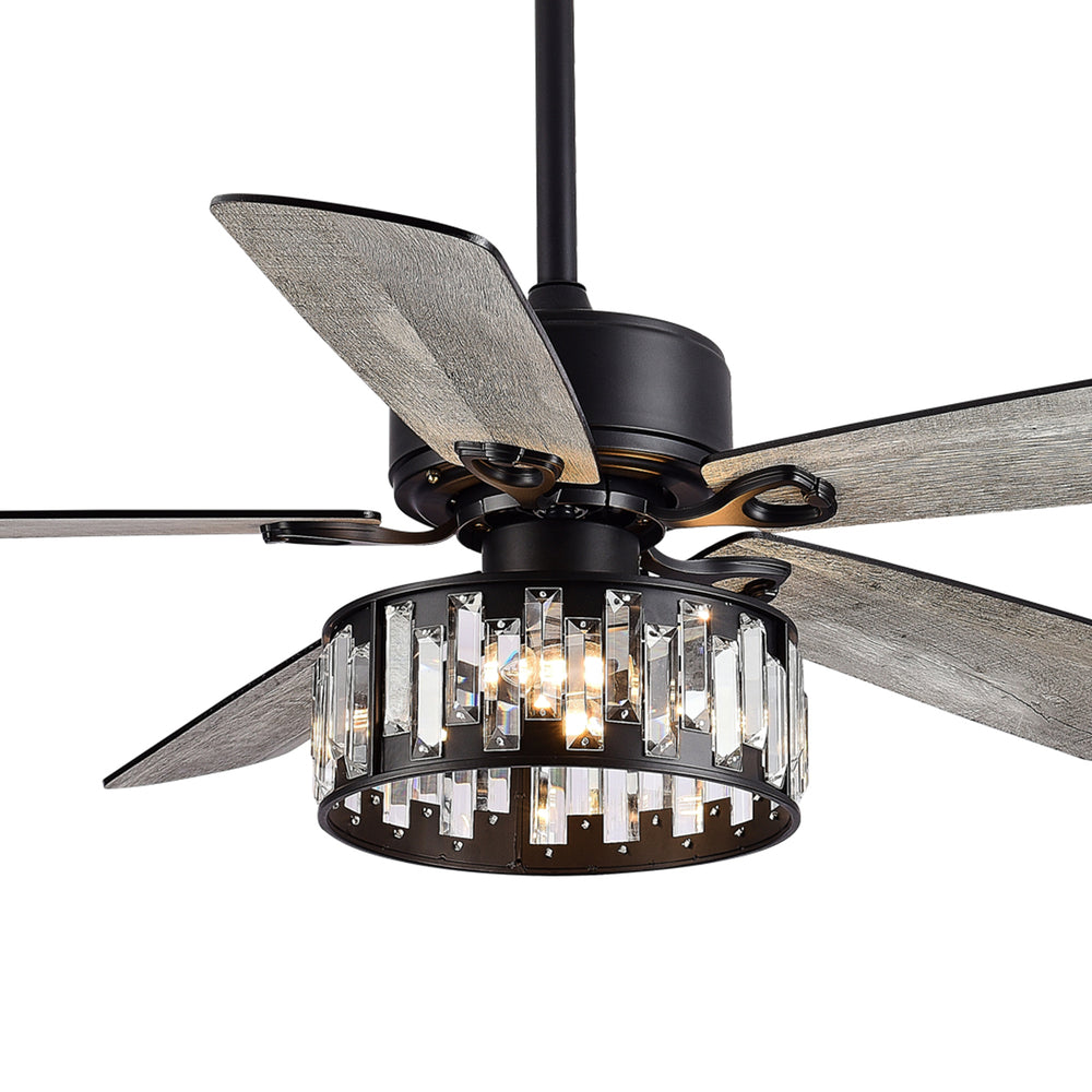 52-in 5 Reversible Blades Crystal Indoor Ceiling Fan With Remote Control and Light Kit Included