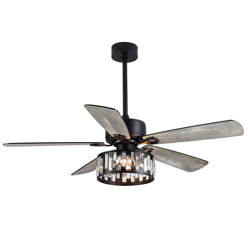 52-in 5 Reversible Blades Crystal Indoor Ceiling Fan With Remote Control and Light Kit Included