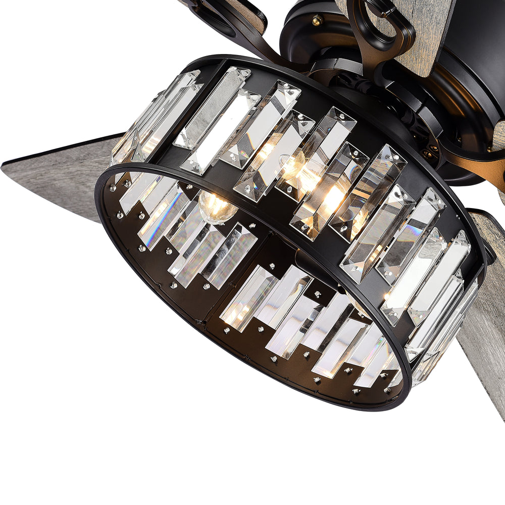 52-in 5 Reversible Blades Crystal Indoor Ceiling Fan With Remote Control and Light Kit Included