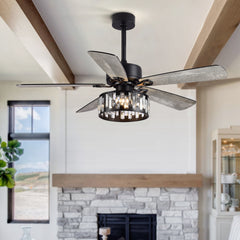 52-in 5 Reversible Blades Crystal Indoor Ceiling Fan With Remote Control and Light Kit Included