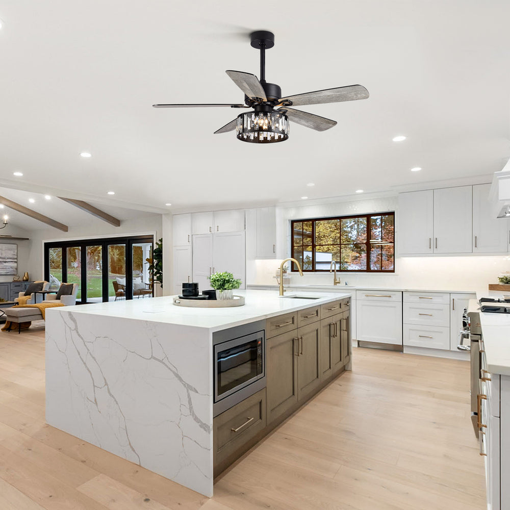 52-in 5 Reversible Blades Crystal Indoor Ceiling Fan With Remote Control and Light Kit Included