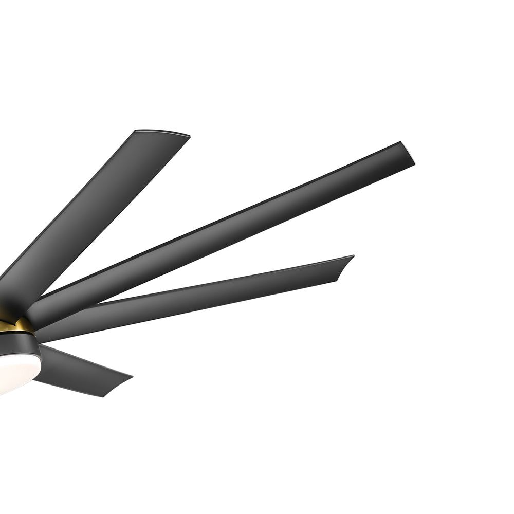 65-Inch BlackGold Industrial Ceiling Fan with Light and Remote, 8 ABS Blades, Quiet Reversible DC Motor, 6-Speed, Timer Function, 3 Color LED Light Chandelier