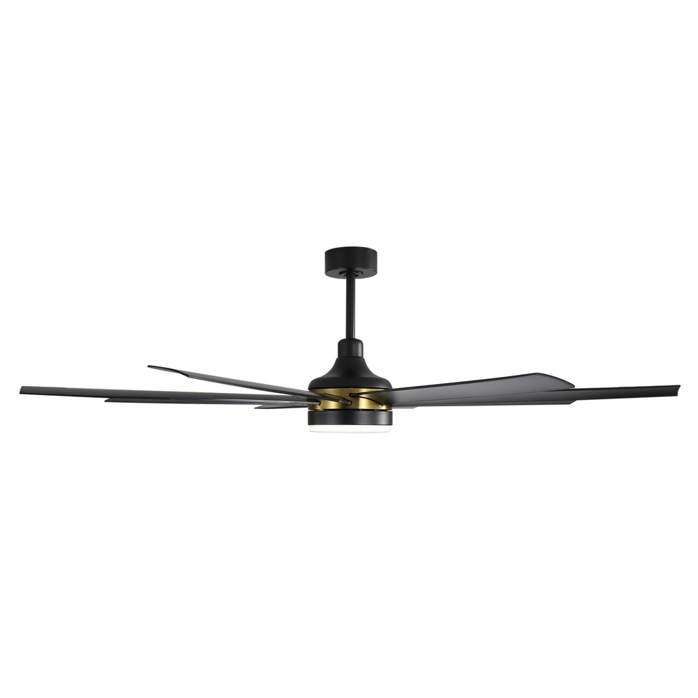 65-Inch BlackGold Industrial Ceiling Fan with Light and Remote, 8 ABS Blades, Quiet Reversible DC Motor, 6-Speed, Timer Function, 3 Color LED Light Chandelier