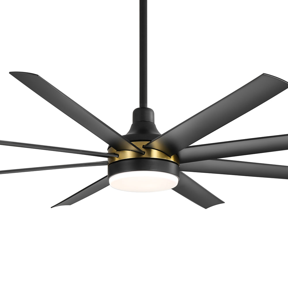 65-Inch BlackGold Industrial Ceiling Fan with Light and Remote, 8 ABS Blades, Quiet Reversible DC Motor, 6-Speed, Timer Function, 3 Color LED Light Chandelier