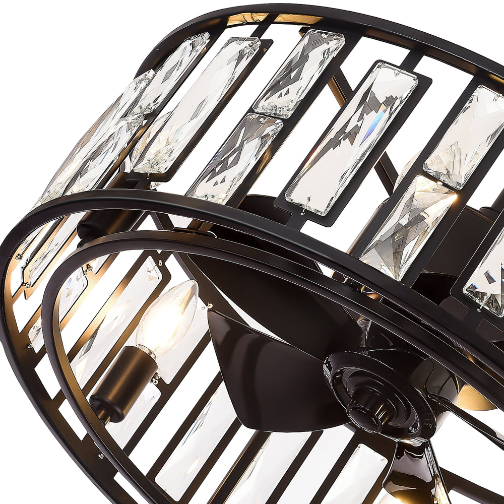 20-inch 5-Blade Caged Ceiling Fan with Remote Control and Light Kit Included