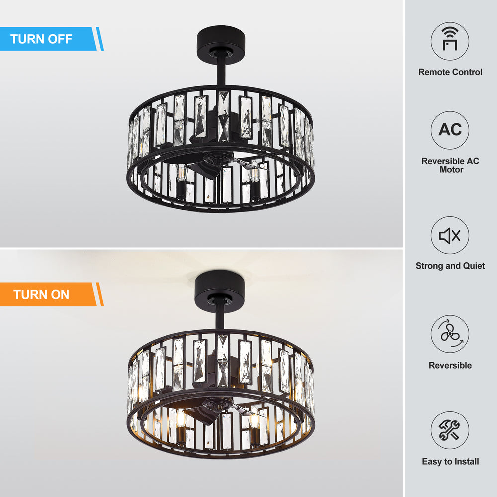 20-inch 5-Blade Caged Ceiling Fan with Remote Control and Light Kit Included