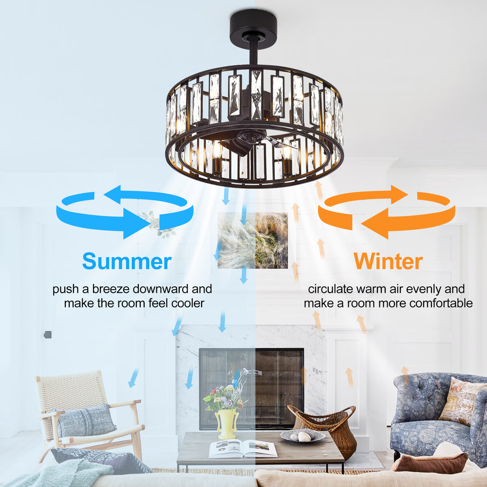 20-inch 5-Blade Caged Ceiling Fan with Remote Control and Light Kit Included