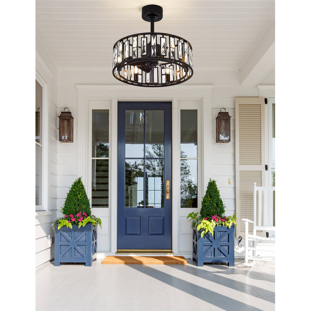 20-inch 5-Blade Caged Ceiling Fan with Remote Control and Light Kit Included