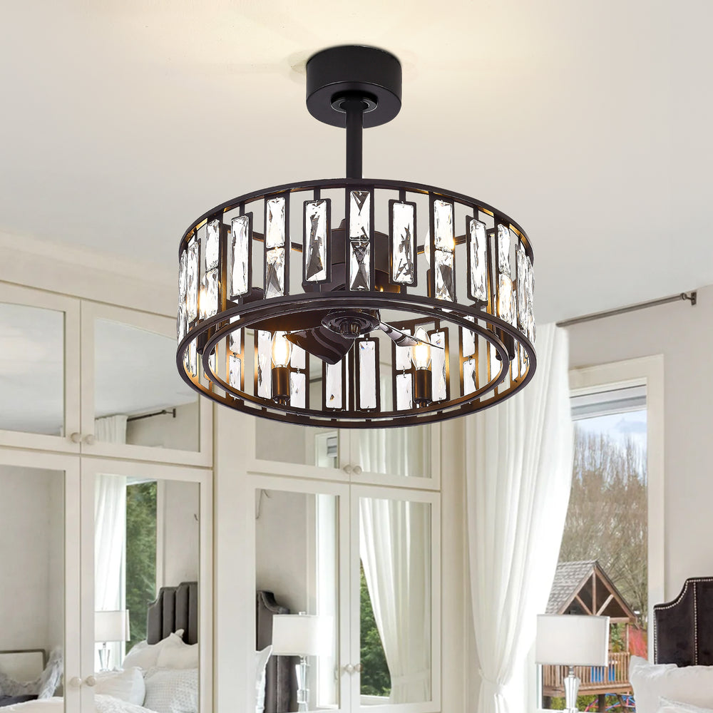 20-inch 5-Blade Caged Ceiling Fan with Remote Control and Light Kit Included