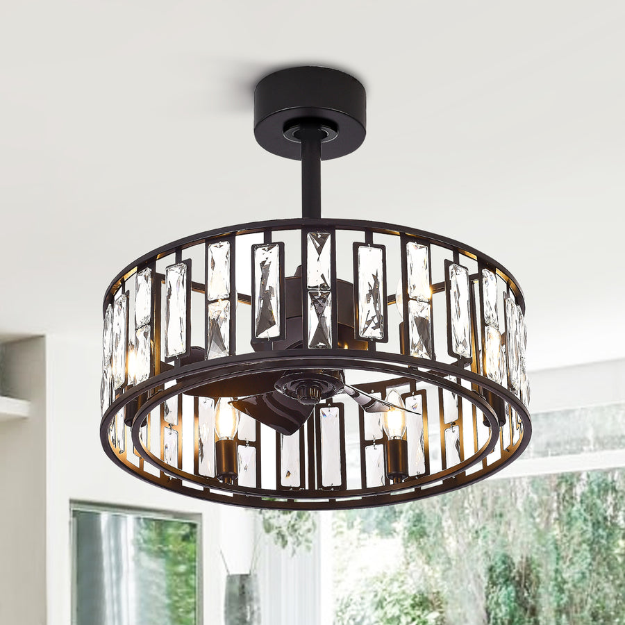 20-inch 5-Blade Caged Ceiling Fan with Remote Control and Light Kit Included