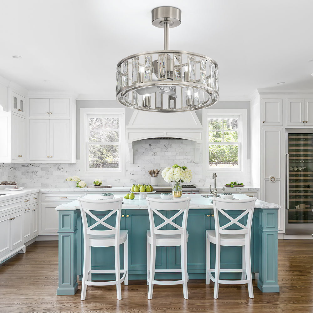 20-inch 5-Blade Caged Ceiling Fan with Remote Control and Light Kit Included