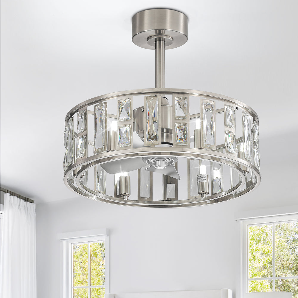 20-inch 5-Blade Caged Ceiling Fan with Remote Control and Light Kit Included