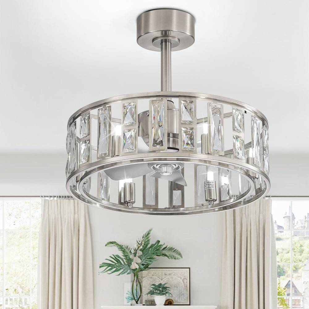 20-inch 5-Blade Caged Ceiling Fan with Remote Control and Light Kit Included