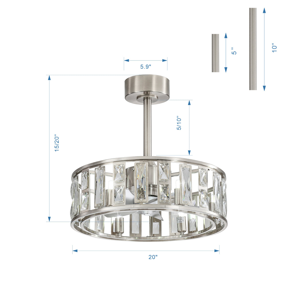 20-inch 5-Blade Caged Ceiling Fan with Remote Control and Light Kit Included