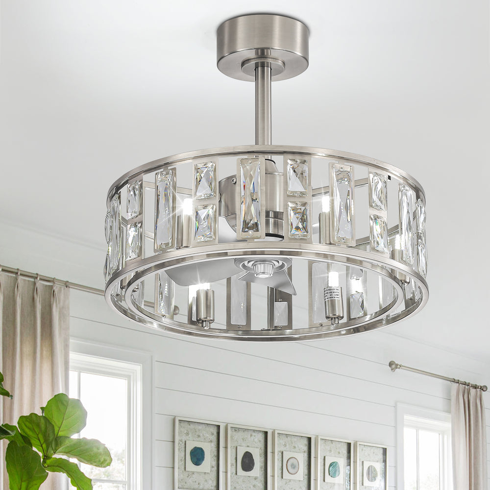 20-inch 5-Blade Caged Ceiling Fan with Remote Control and Light Kit Included