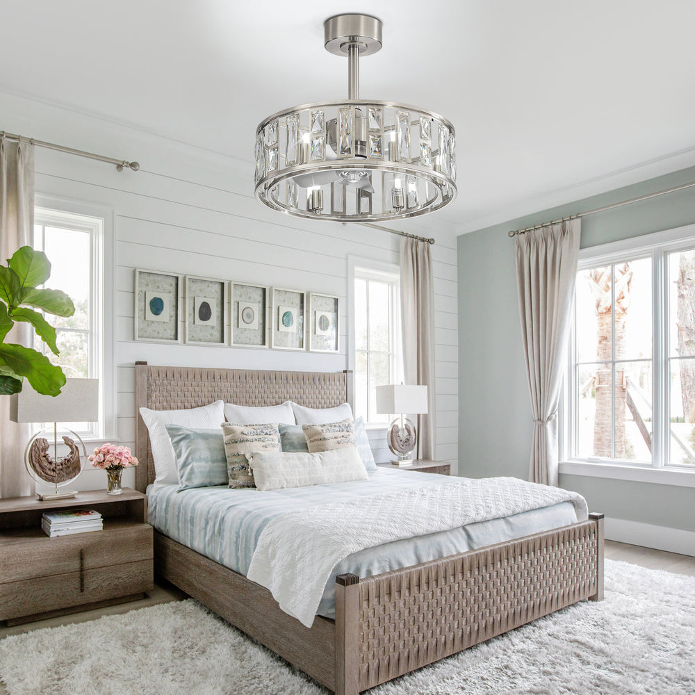 20-inch 5-Blade Caged Ceiling Fan with Remote Control and Light Kit Included