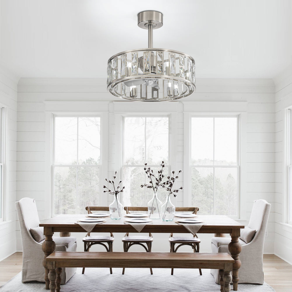 20-inch 5-Blade Caged Ceiling Fan with Remote Control and Light Kit Included