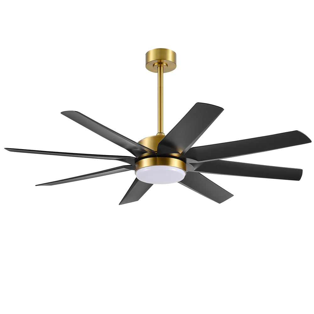 56 Inch 8-Blade Integrated LED Ceiling Fan with Light Remote, 7" and 15" Downrod included