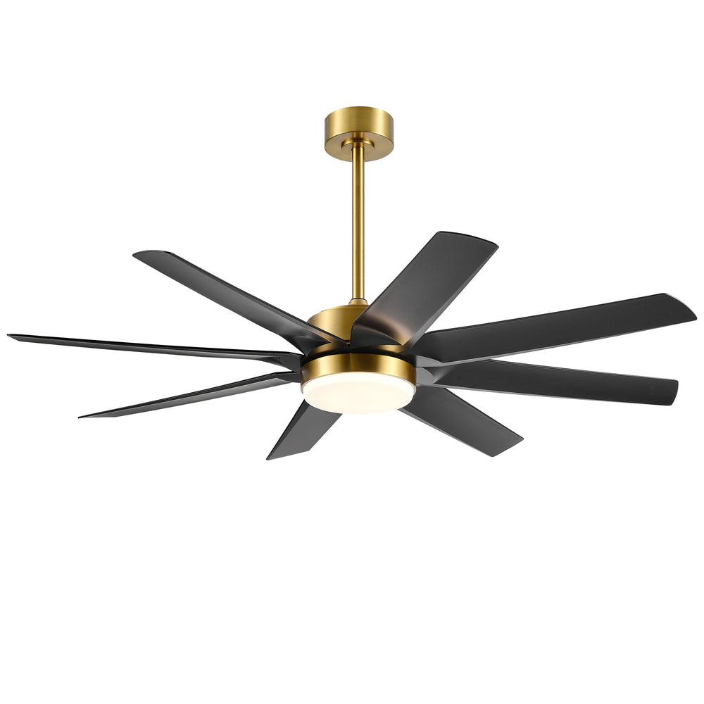 56 Inch 8-Blade Integrated LED Ceiling Fan with Light Remote, 7" and 15" Downrod included