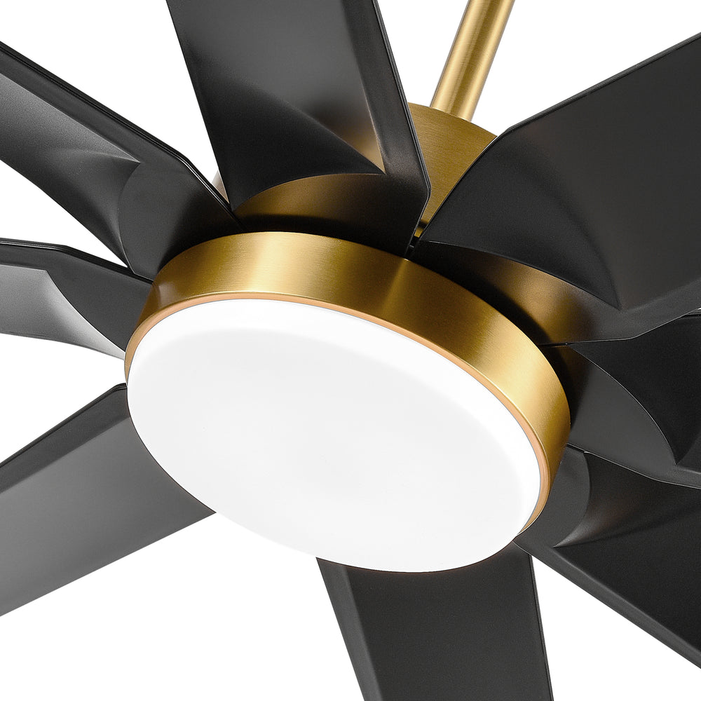 56 Inch 8-Blade Integrated LED Ceiling Fan with Light Remote, 7" and 15" Downrod included