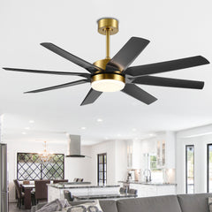 56 Inch 8-Blade Integrated LED Ceiling Fan with Light Remote, 7" and 15" Downrod included