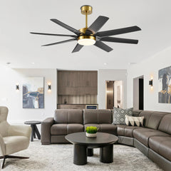 56 Inch 8-Blade Integrated LED Ceiling Fan with Light Remote, 7" and 15" Downrod included