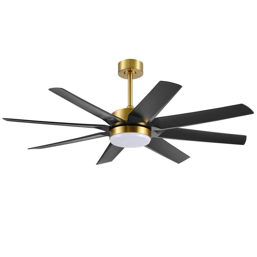 56 Inch 8-Blade Integrated LED Ceiling Fan with Light Remote, 7" and 15" Downrod included