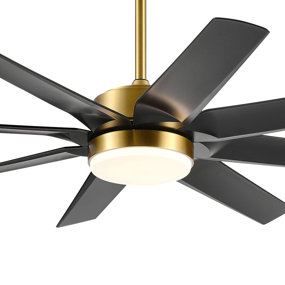 56 Inch 8-Blade Integrated LED Ceiling Fan with Light Remote, 7" and 15" Downrod included