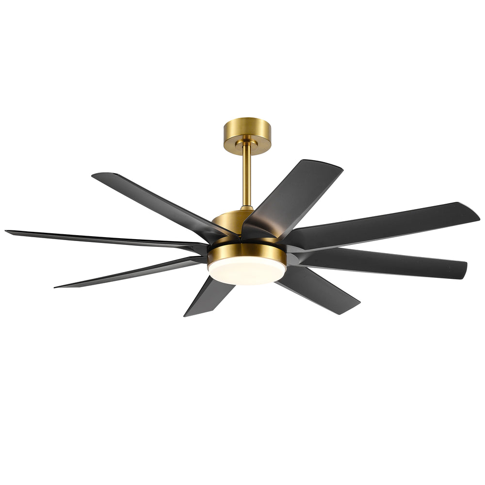 56 Inch 8-Blade Integrated LED Ceiling Fan with Light Remote, 7" and 15" Downrod included
