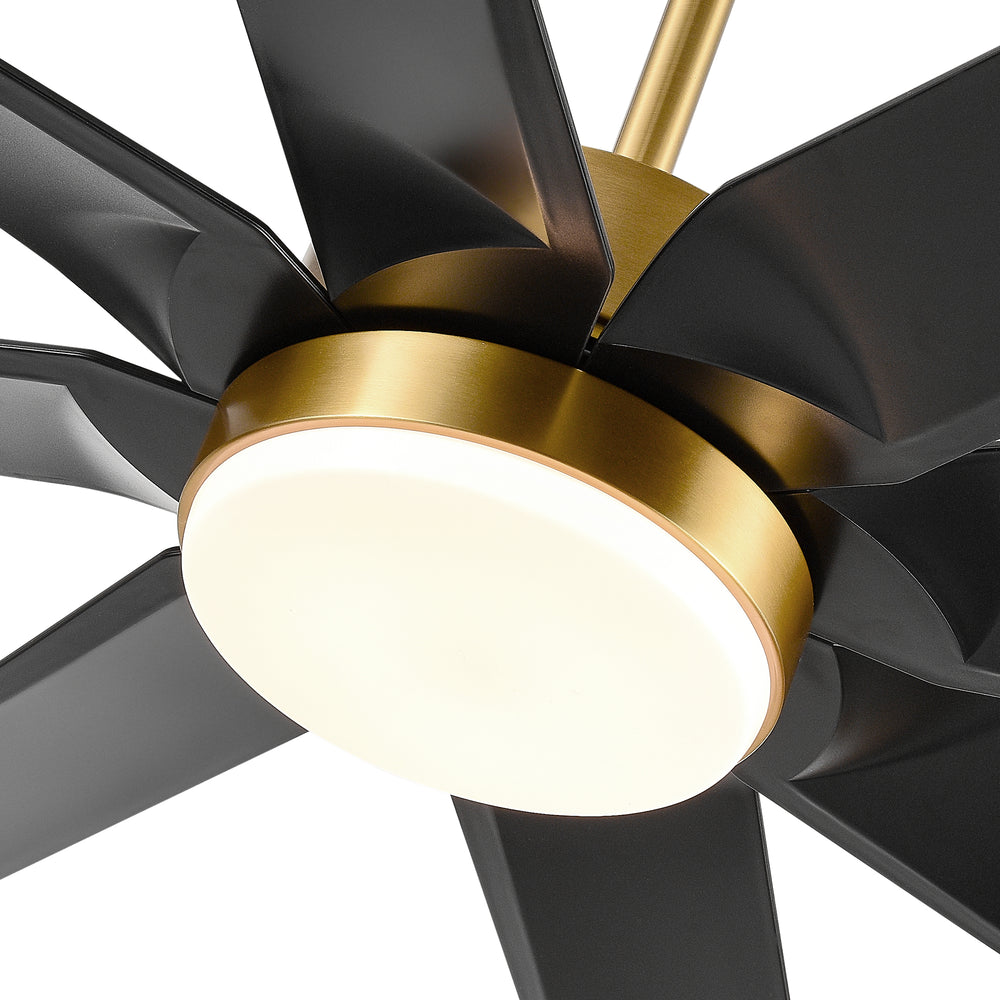 56 Inch 8-Blade Integrated LED Ceiling Fan with Light Remote, 7" and 15" Downrod included