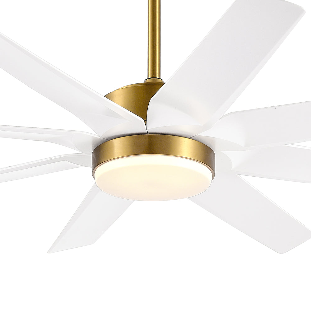 56 Inch 8-Blade Integrated LED Ceiling Fan with Light Remote, 7" and 15" Downrod included