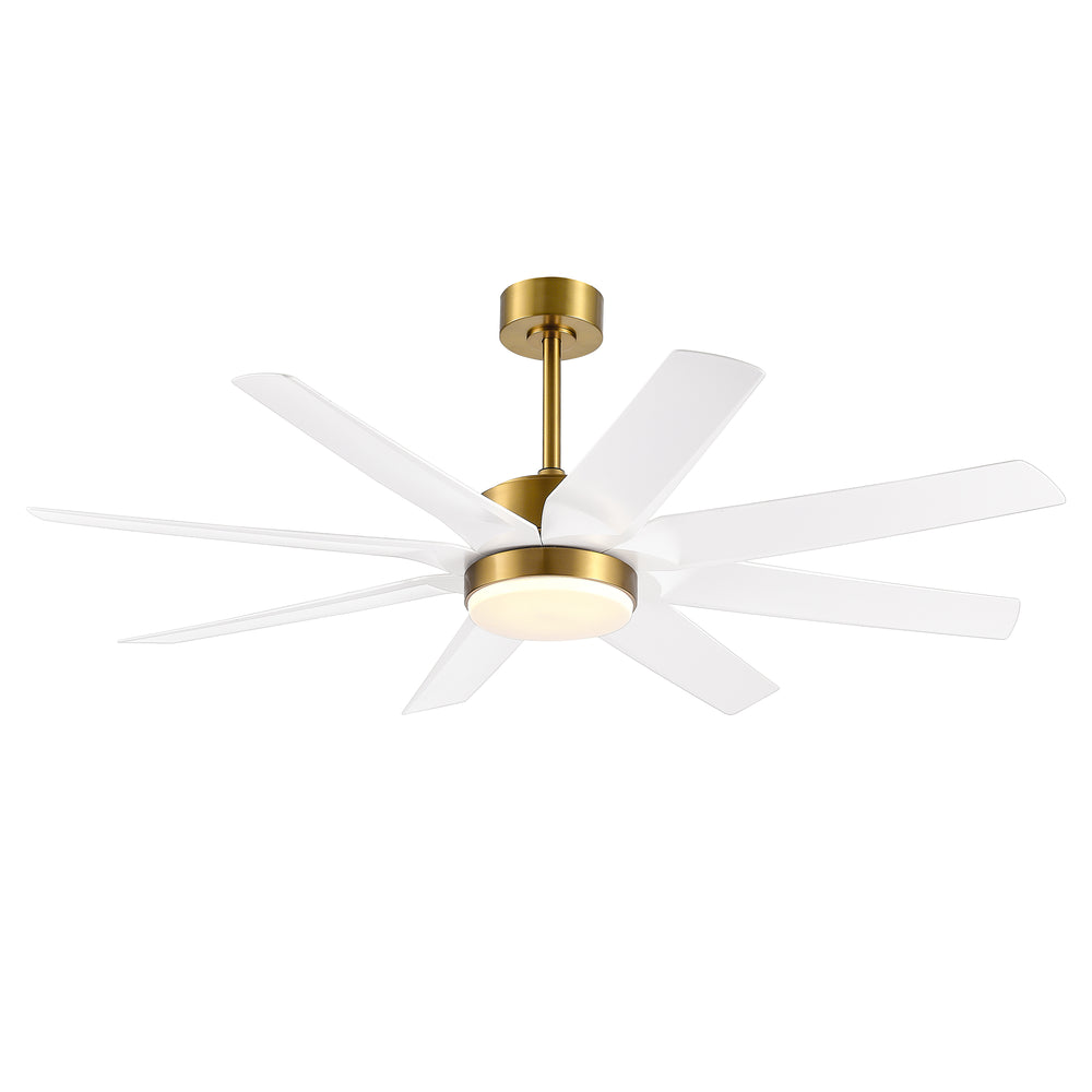 56 Inch 8-Blade Integrated LED Ceiling Fan with Light Remote, 7" and 15" Downrod included