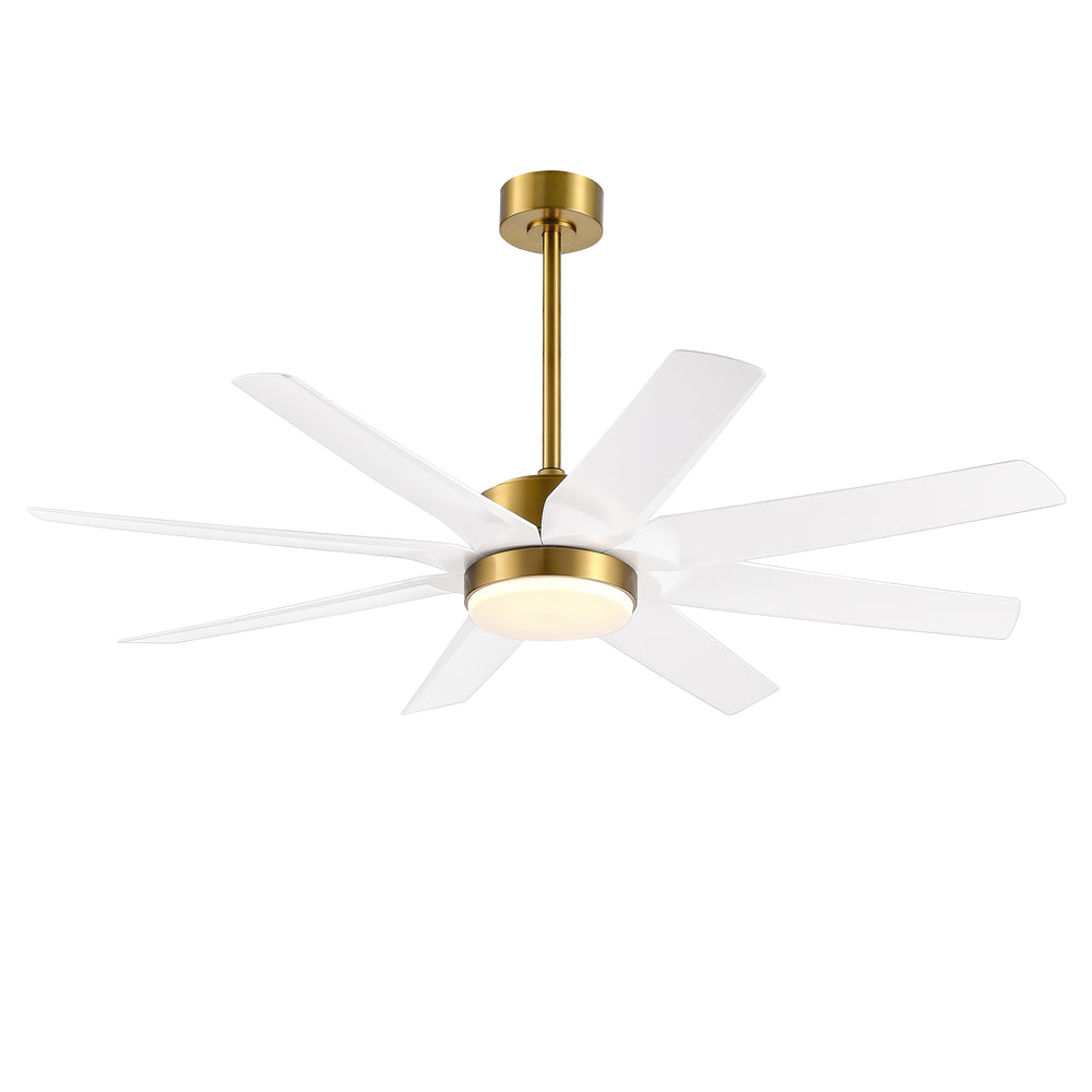 56 Inch 8-Blade Integrated LED Ceiling Fan with Light Remote, 7" and 15" Downrod included