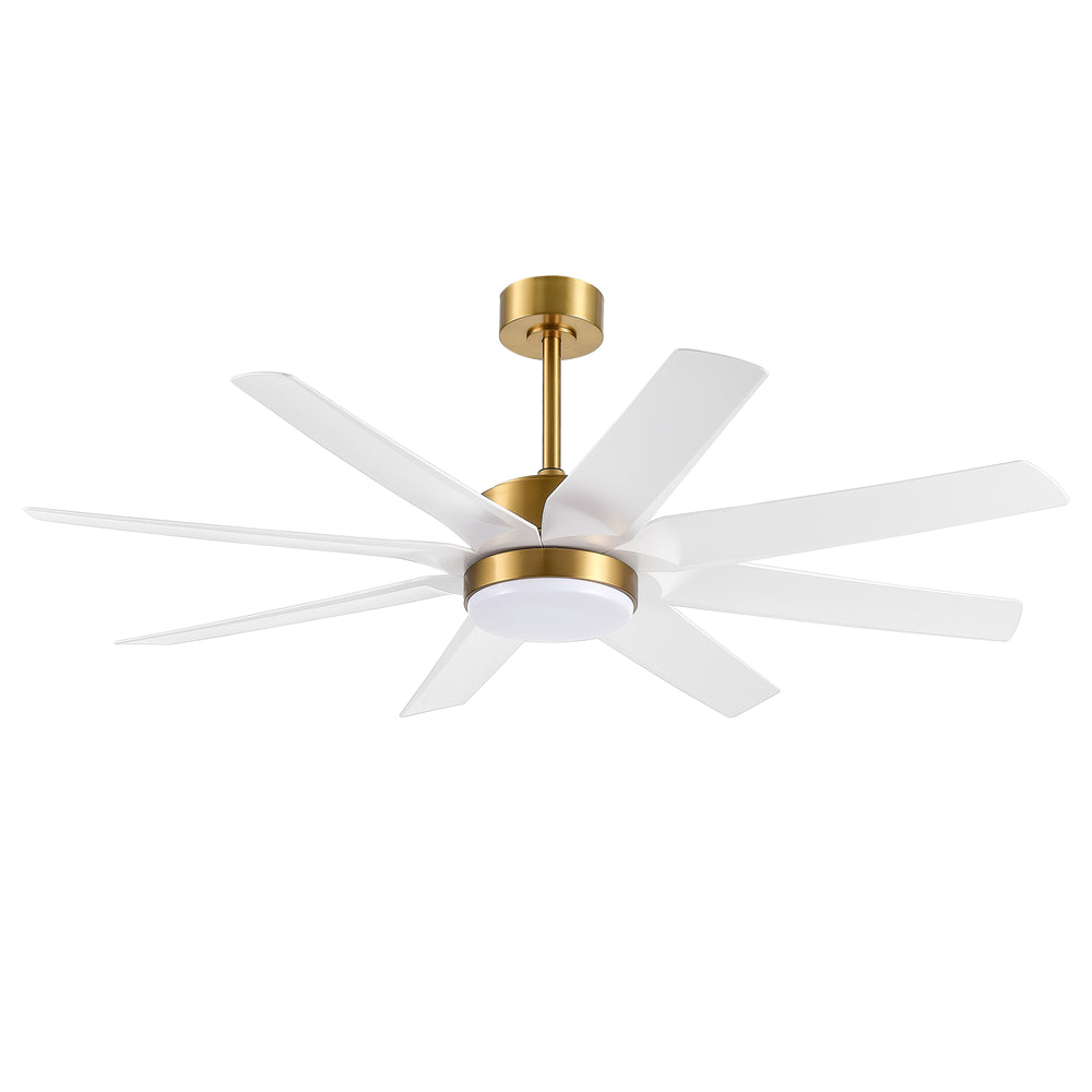 56 Inch 8-Blade Integrated LED Ceiling Fan with Light Remote, 7" and 15" Downrod included