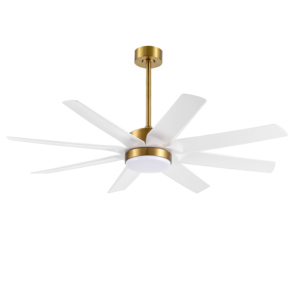 56 Inch 8-Blade Integrated LED Ceiling Fan with Light Remote, 7" and 15" Downrod included