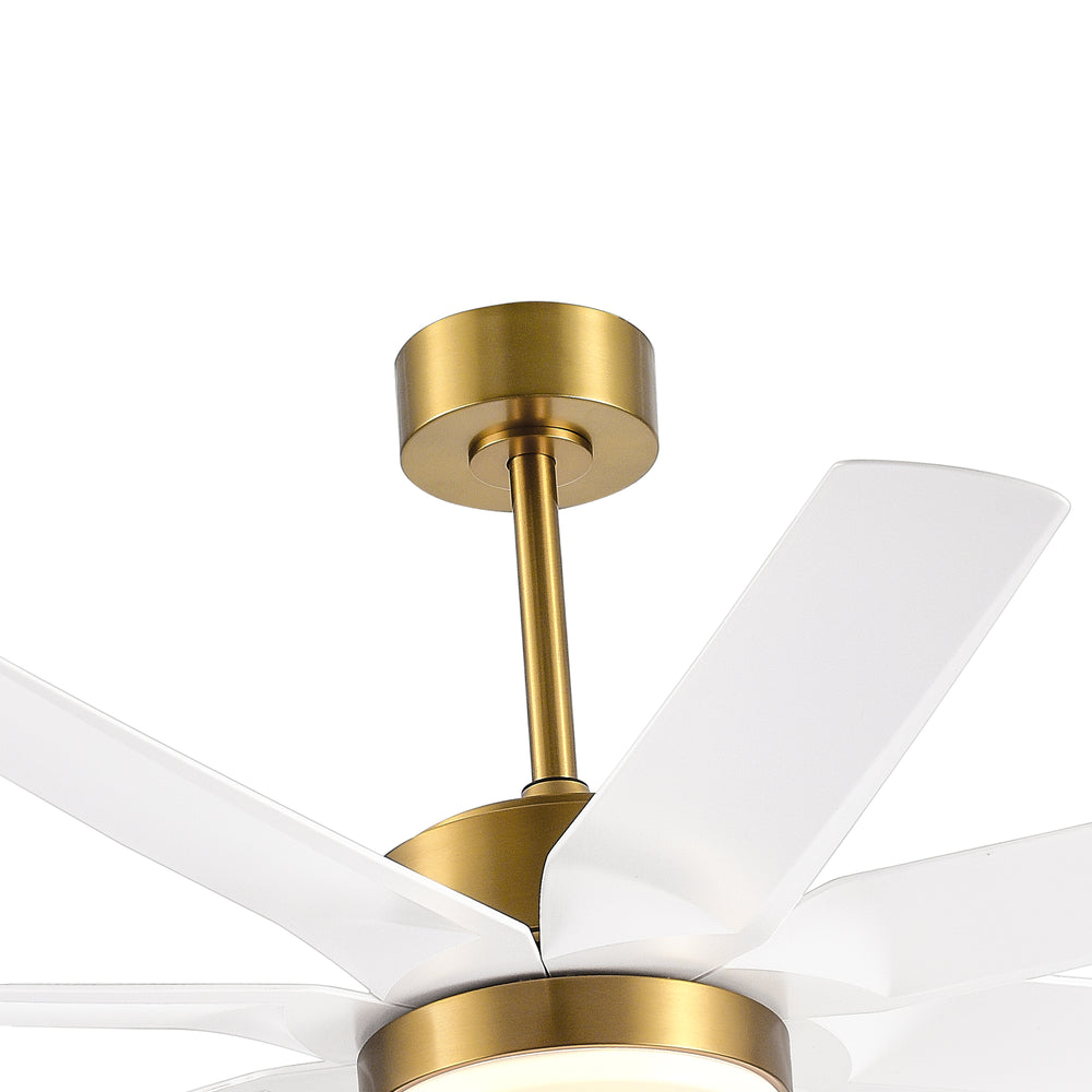 56 Inch 8-Blade Integrated LED Ceiling Fan with Light Remote, 7" and 15" Downrod included