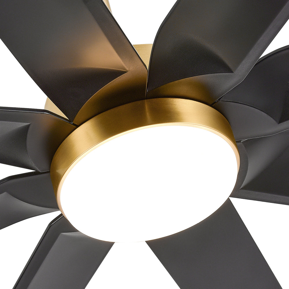 Gold & Black Ceiling Fans with LED Lights, 70 Inch 8-Blade Ceiling Fan Remote Control, Industrial Ceiling Fan with Reversible DC Motor, Downrod Mount LED Ceiling Light for Bedroom