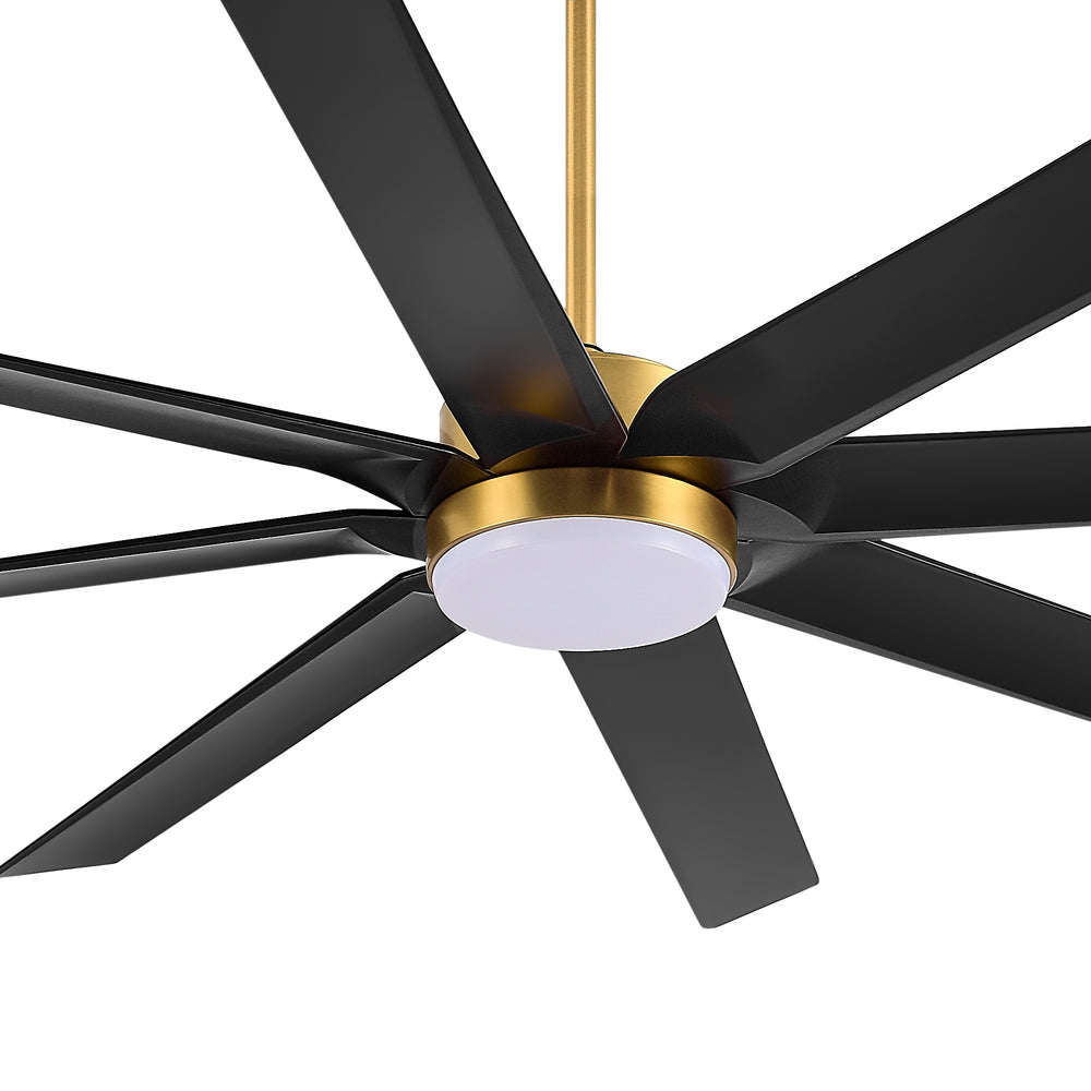 Gold & Black Ceiling Fans with LED Lights, 70 Inch 8-Blade Ceiling Fan Remote Control, Industrial Ceiling Fan with Reversible DC Motor, Downrod Mount LED Ceiling Light for Bedroom